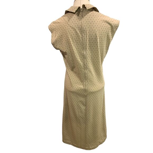 Large Kay Windsor Vintage 1970s Polyester Dress Micro Star Print Point Collar - Picture 6 of 9